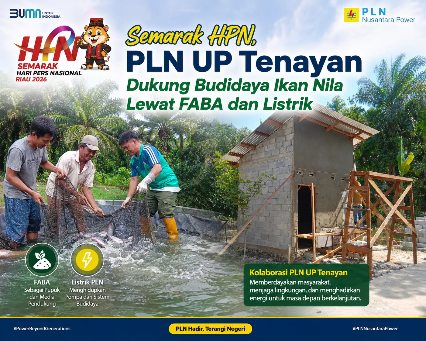 Semarak HPN, PLN UP Tenayan Dukung Budidaya Ikan Nila Lewat FABA dan Listrik