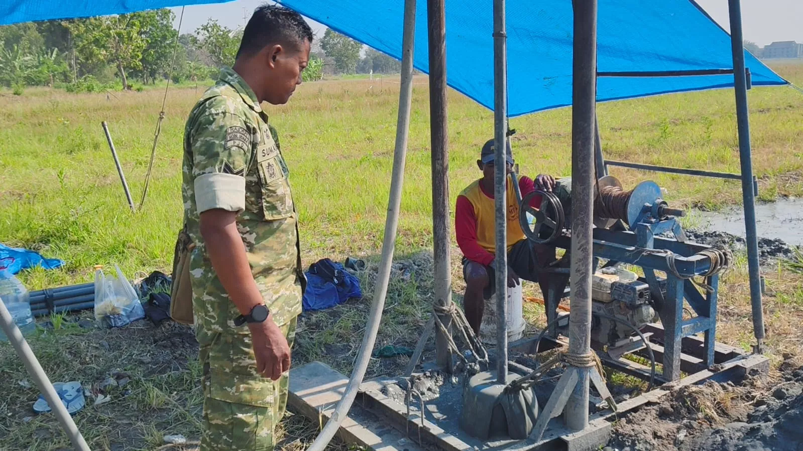 Satgas TMMD Kodim Jombang Bangun Sumur Bor di Desa Klitih