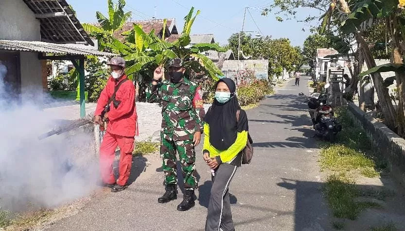Babinsa Ploso Dampingi PSN Cegah DBD di Desa Daditunggal