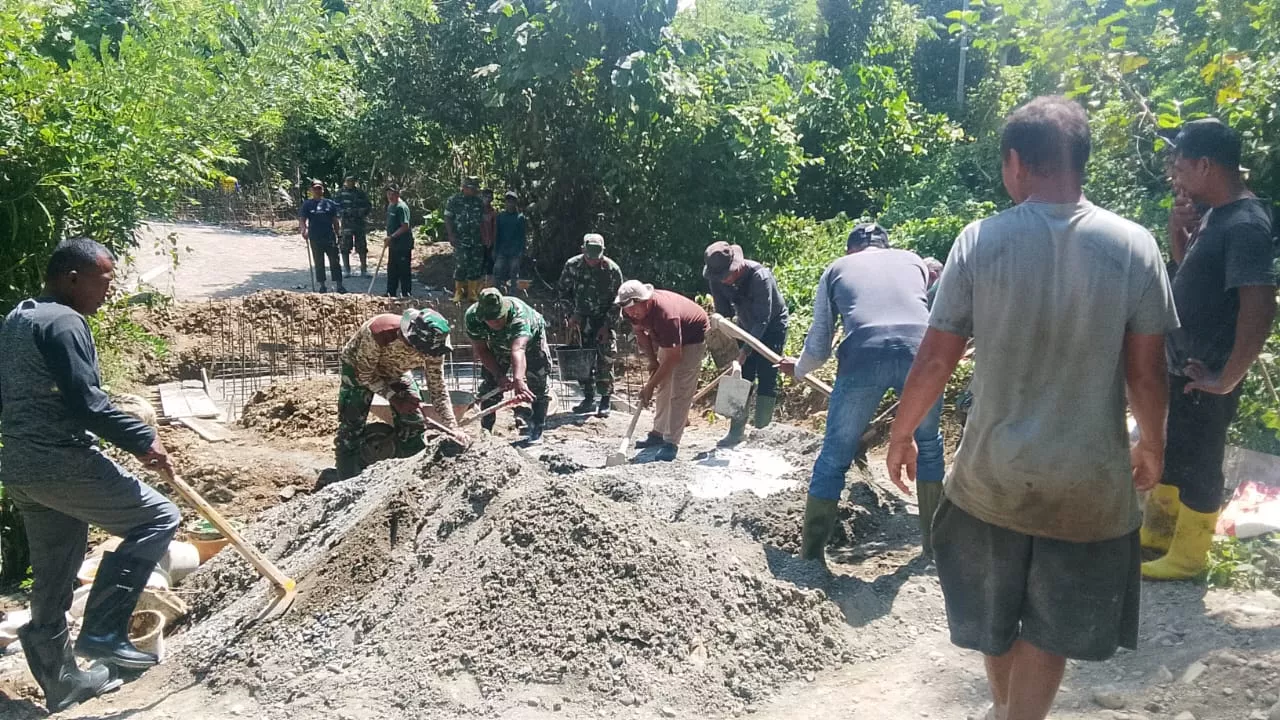 Satgas TMMD Kodim 0102/Pidie Kebut Pembangunan Box Culvert Jalan Pertanian