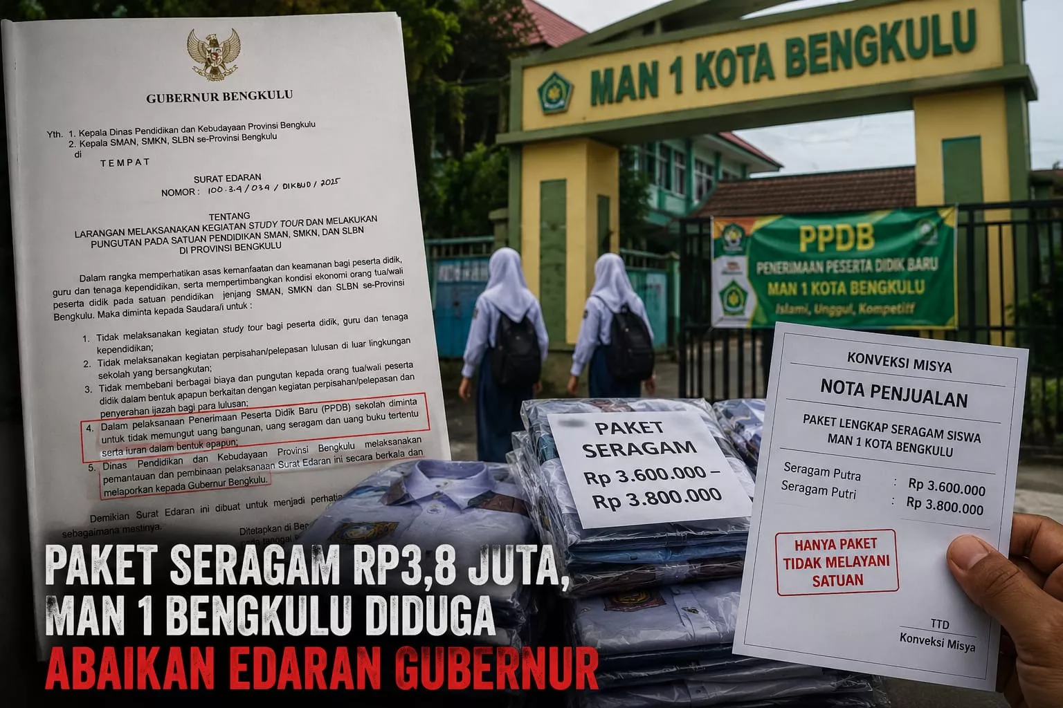 Paket Seragam Tembus Rp3,8 Juta! MAN 1 Bengkulu Diduga Abaikan Edaran Gubernur