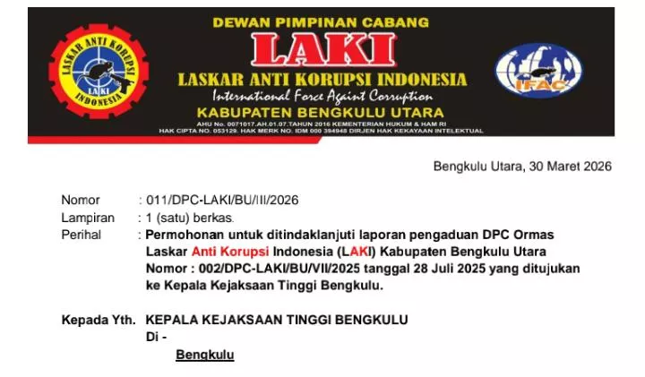 LAKI Desak Kejati Bengkulu Tindaklanjuti Dugaan Penyerobotan Aset Negara di Bengkulu Utara