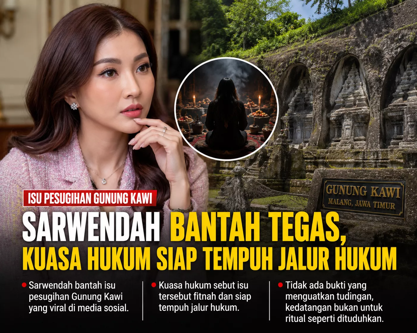 Sarwendah Bantah Isu Pesugihan Gunung Kawi, Kuasa Hukum Siap Tempuh Jalur Hukum