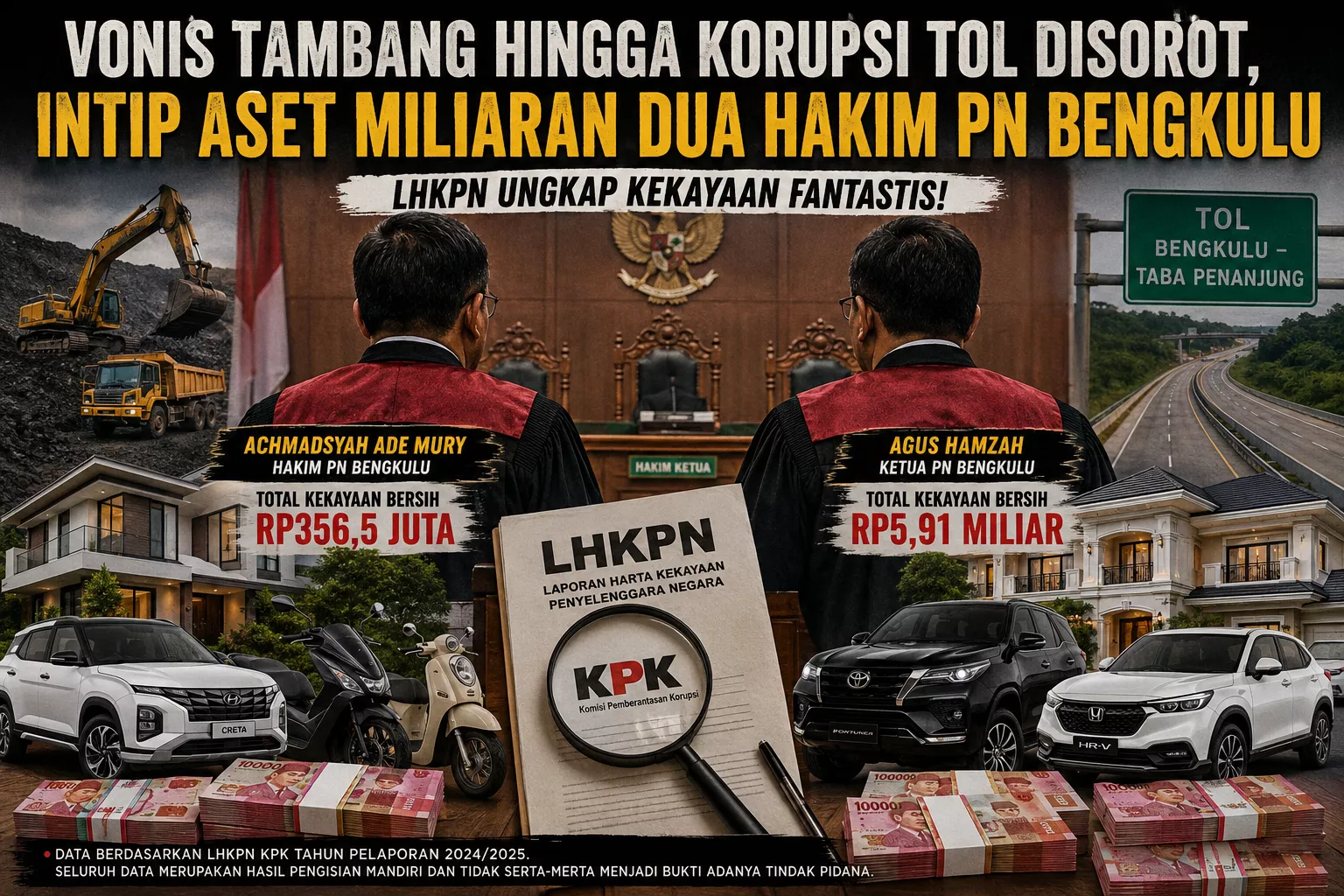 Mengintip Aset Miliaran Milik Hakim yang Menjatuhkan Vonis Tambang Hingga Dugaan Korupsi Tol Bengkulu