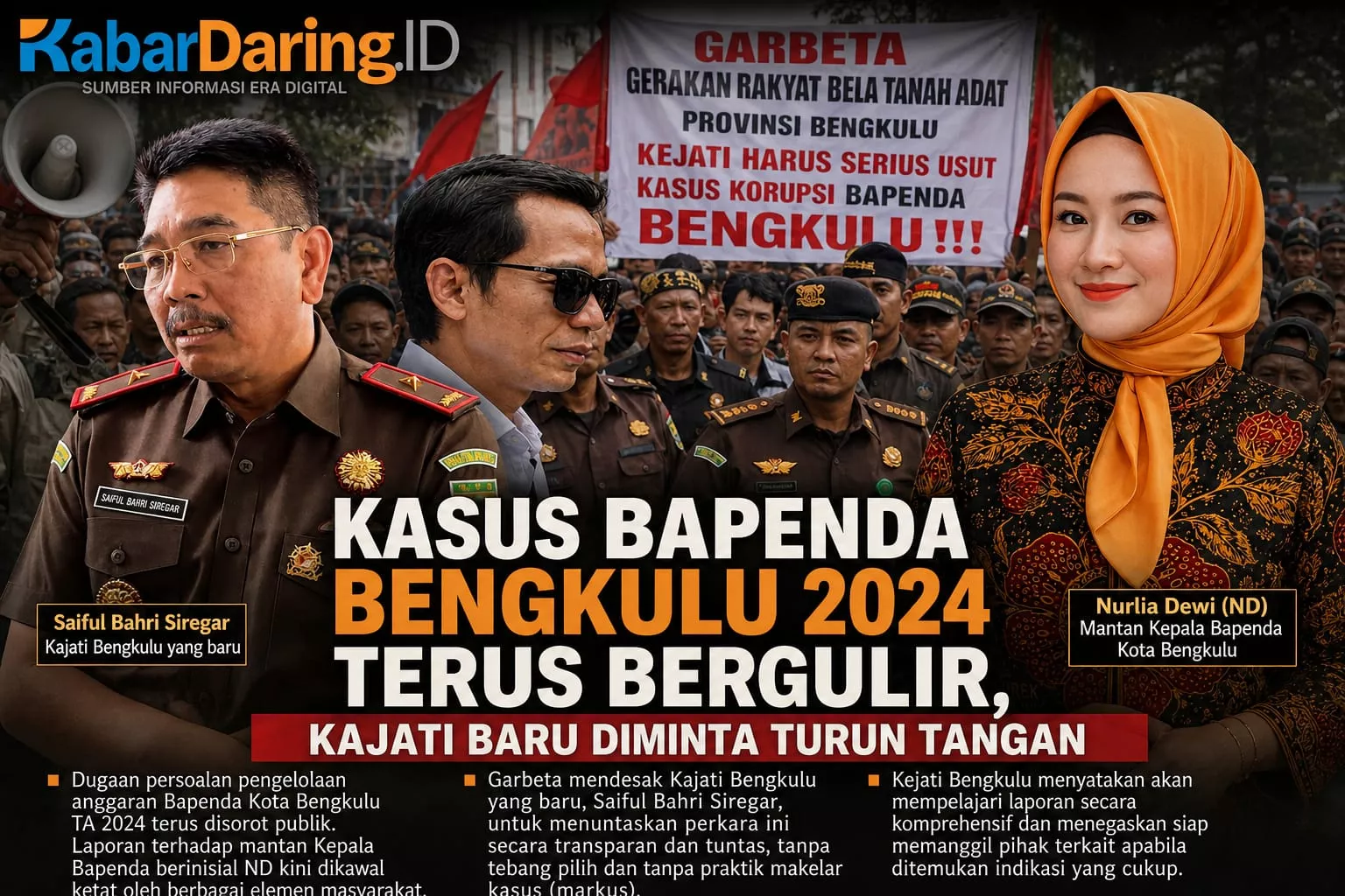 Kasus Bapenda Bengkulu 2024 Terus Bergulir, Kajati Baru Diminta Turun Tangan