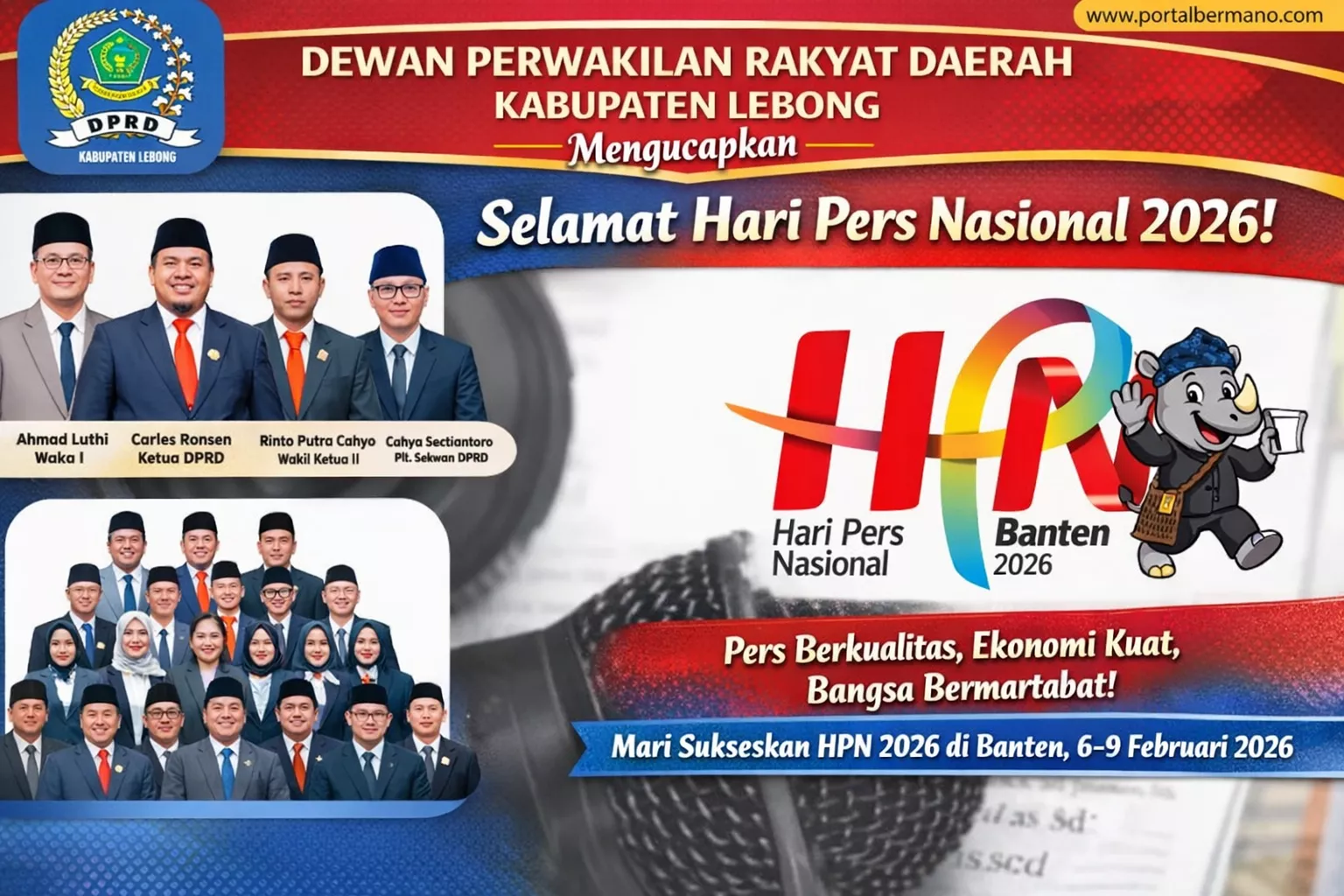 DPRD Lebong Ucapkan Selamat Hari Pers Nasional 2026, Tegaskan Peran Strategis Pers dalam Pembangunan