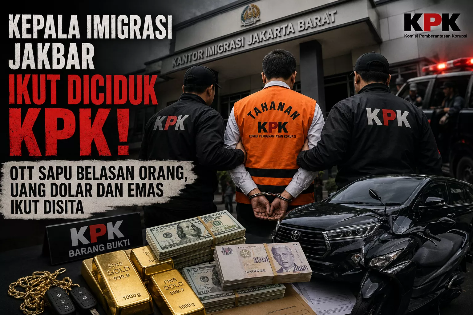 Kepala Imigrasi Jakbar Ikut Diciduk KPK! OTT Sapu Belasan Orang, Uang Dolar dan Emas Ikut Disita