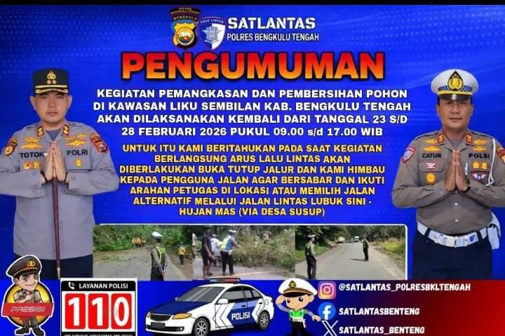 Pemangkasan Pohon di Liku Sembilan, Satlantas Berlakukan Buka-Tutup Jalur