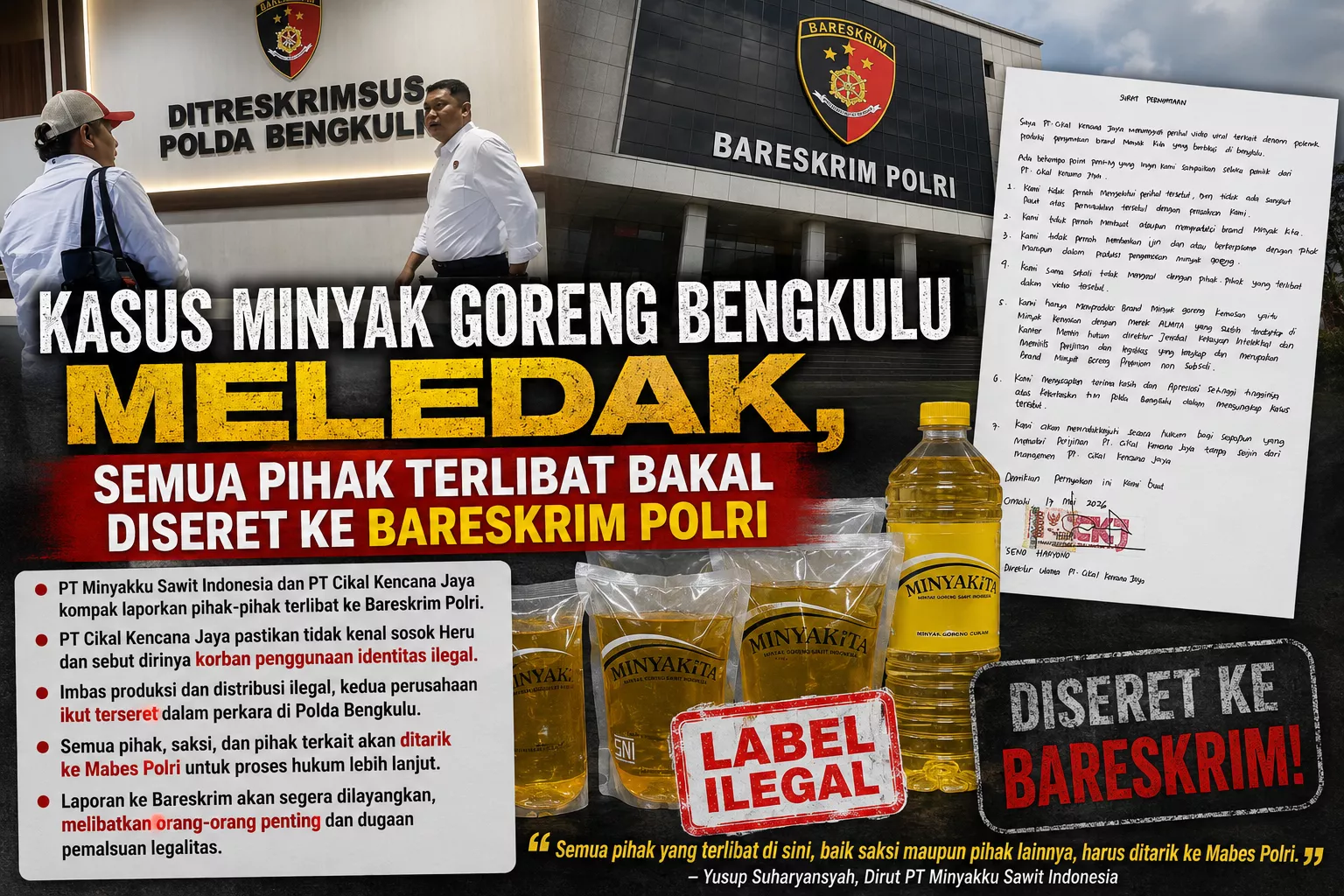 Kasus Minyak Goreng Bengkulu Meledak, Semua Pihak Terlibat Bakal Diseret ke Bareskrim Polri