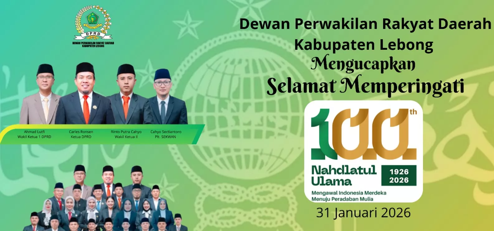 DPRD Kabupaten Lebong Ucapkan Selamat 100 Tahun Nahdlatul Ulama