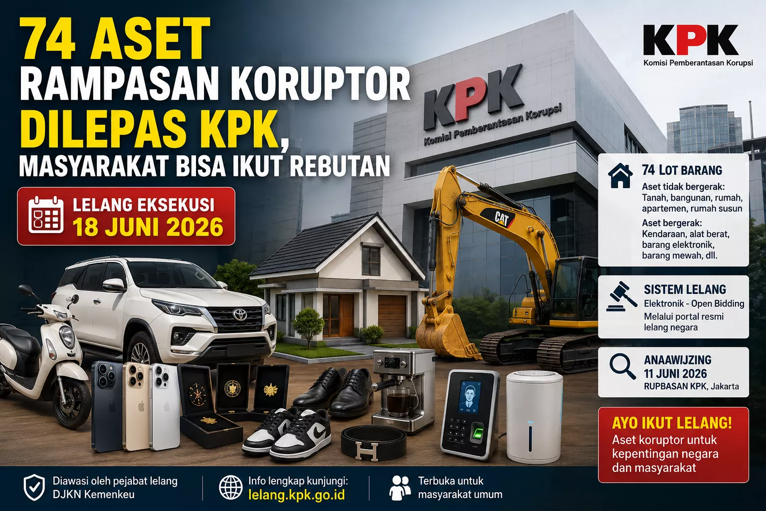74 Aset Rampasan Koruptor Dilepas KPK, Masyarakat Bisa Ikut Rebutan