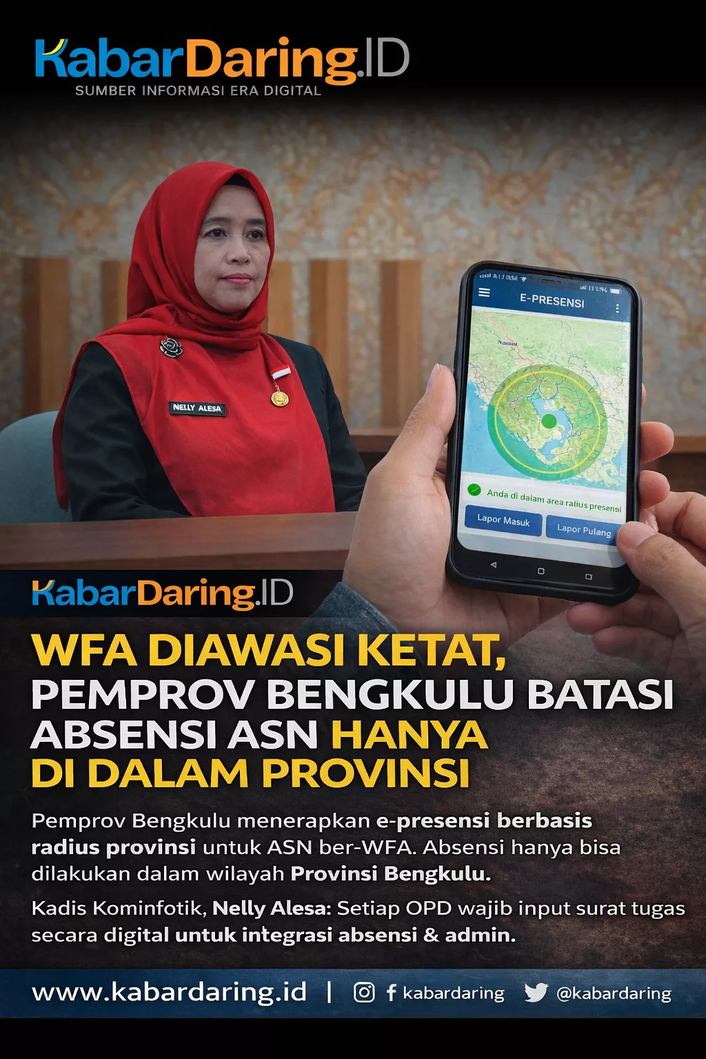 WFA Diawasi Ketat, Pemprov Bengkulu Batasi Absensi ASN Hanya di Dalam Provinsi