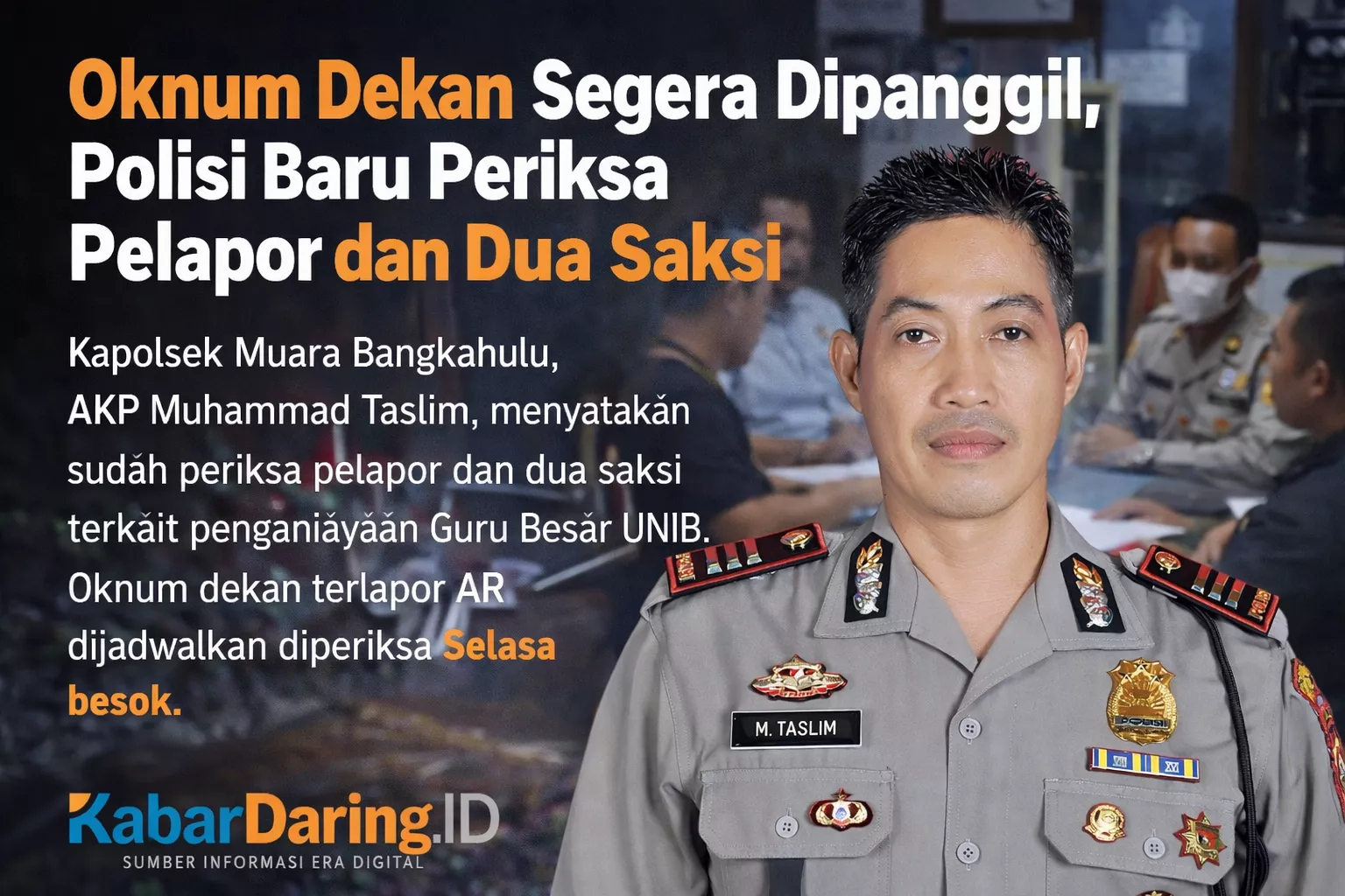 Oknum Dekan Segera Dipanggil, Polisi Baru Periksa Pelapor dan Dua Saksi
