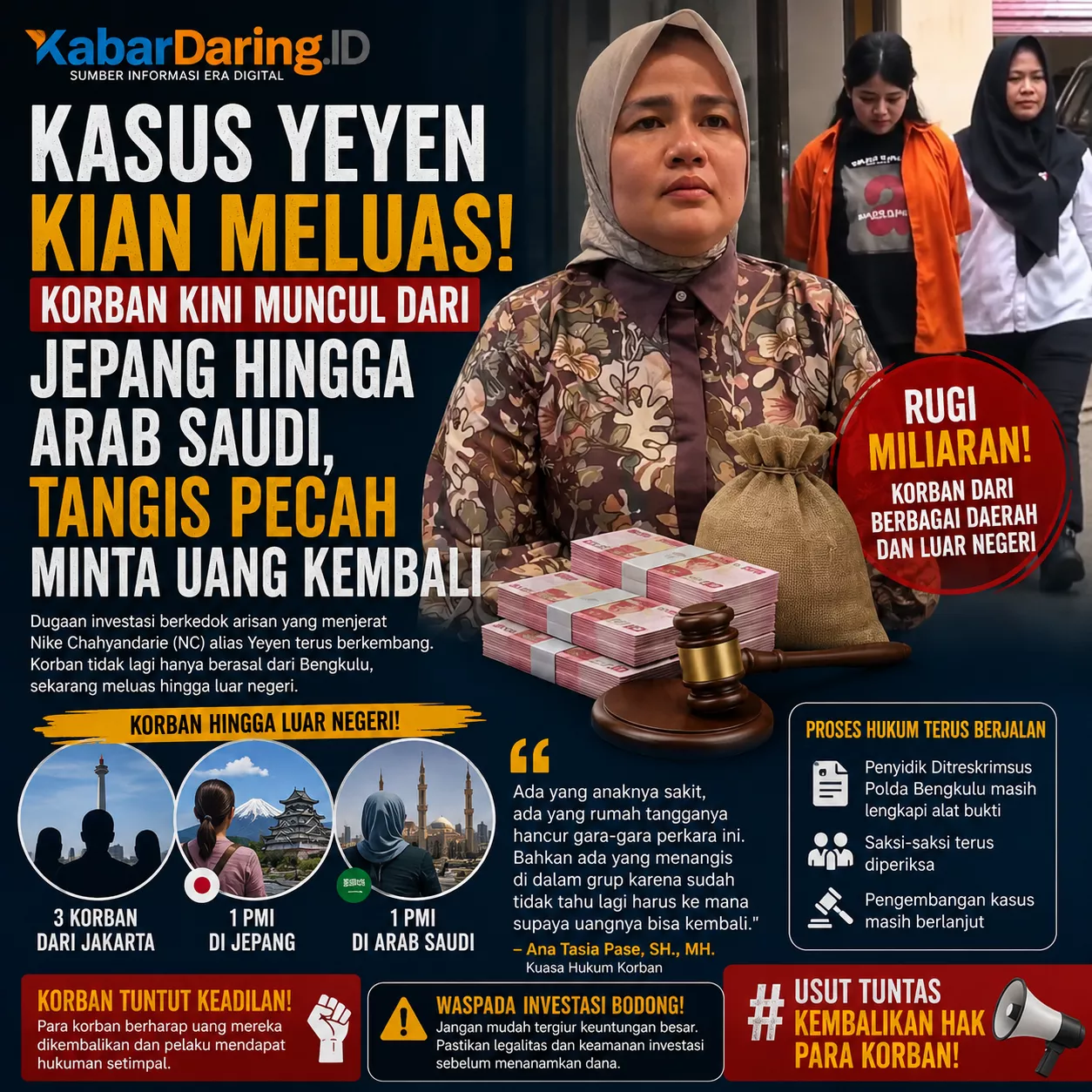 Kasus Yeyen Kian Meluas! Korban Kini Muncul dari Jepang hingga Arab Saudi, Tangis Pecah Minta Uang Kembali