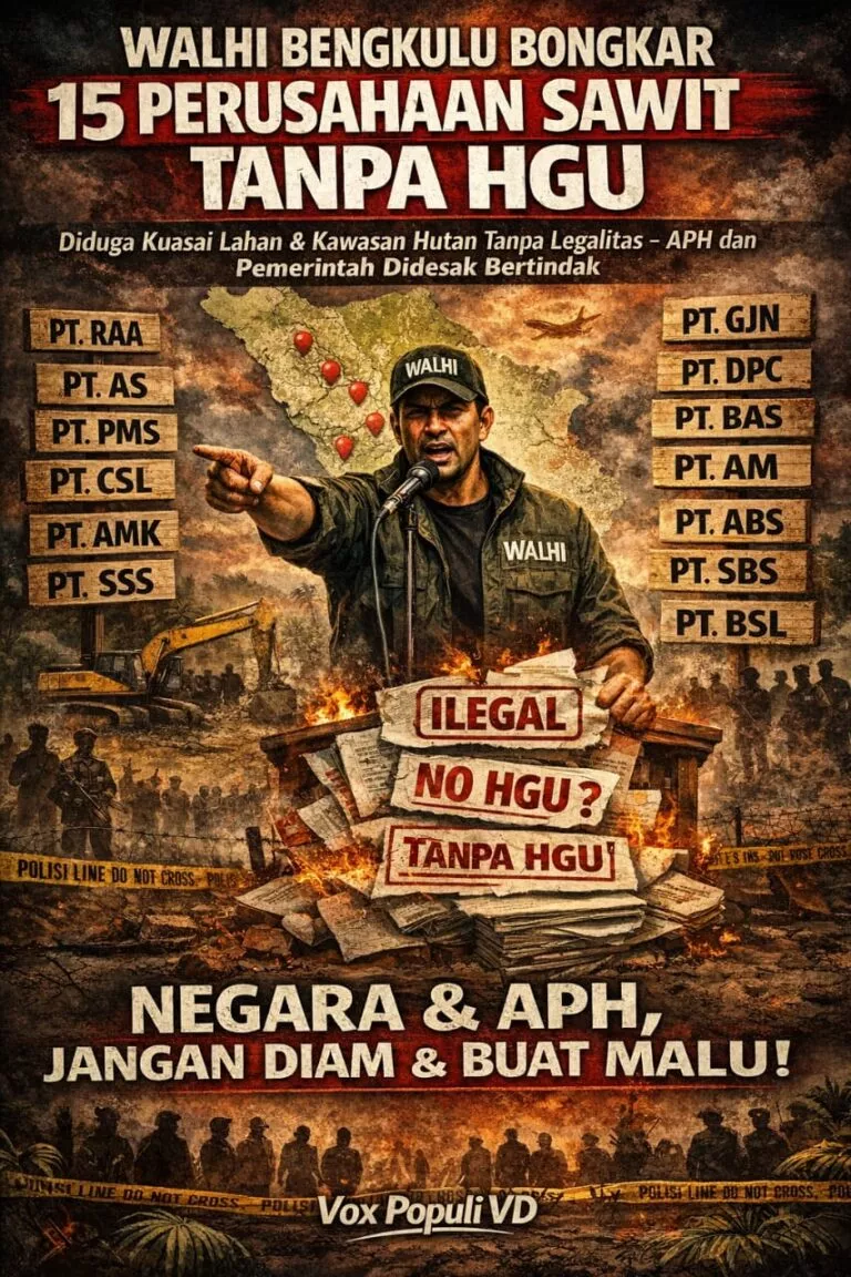 Skandal Sawit Bengkulu: Ketika Negara Kalah oleh 15 Perusahaan Diduga Tanpa HGU
