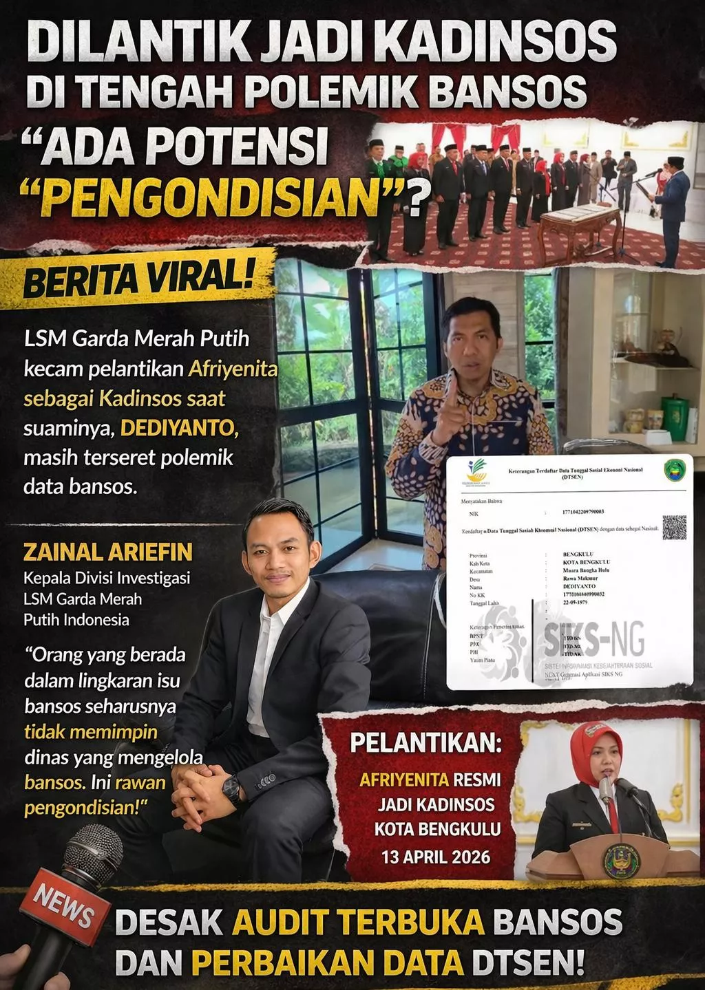 Istri Sosok yang Terseret Polemik Bansos Dilantik Jadi Kadinsos!