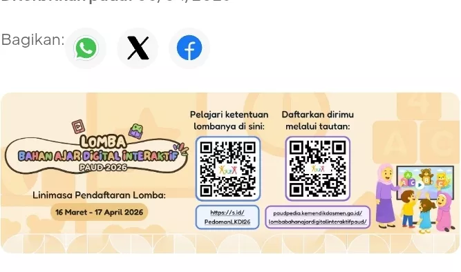 Lomba Nasional PAUD 2026 Dibuka! Hadiah Jutaan Rupiah Menanti, Buruan Daftar Sebelum Terlambat!