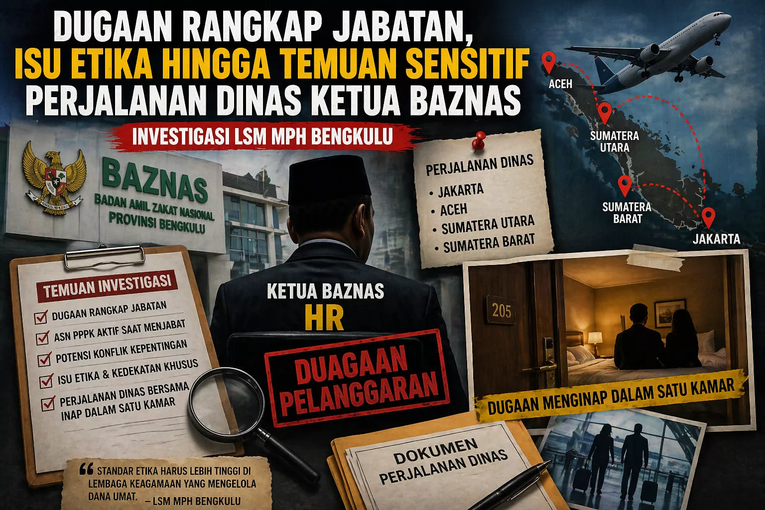 Terkuak! Dugaan Rangkap Jabatan hingga Isu Sensitif Ketua BAZNAS Bengkulu, LSM Bongkar Fakta Mengejutkan