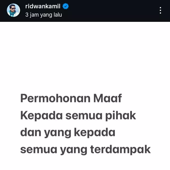 Muncul Lagi, Ridwan Kamil Akui Khilaf dan Minta Maaf