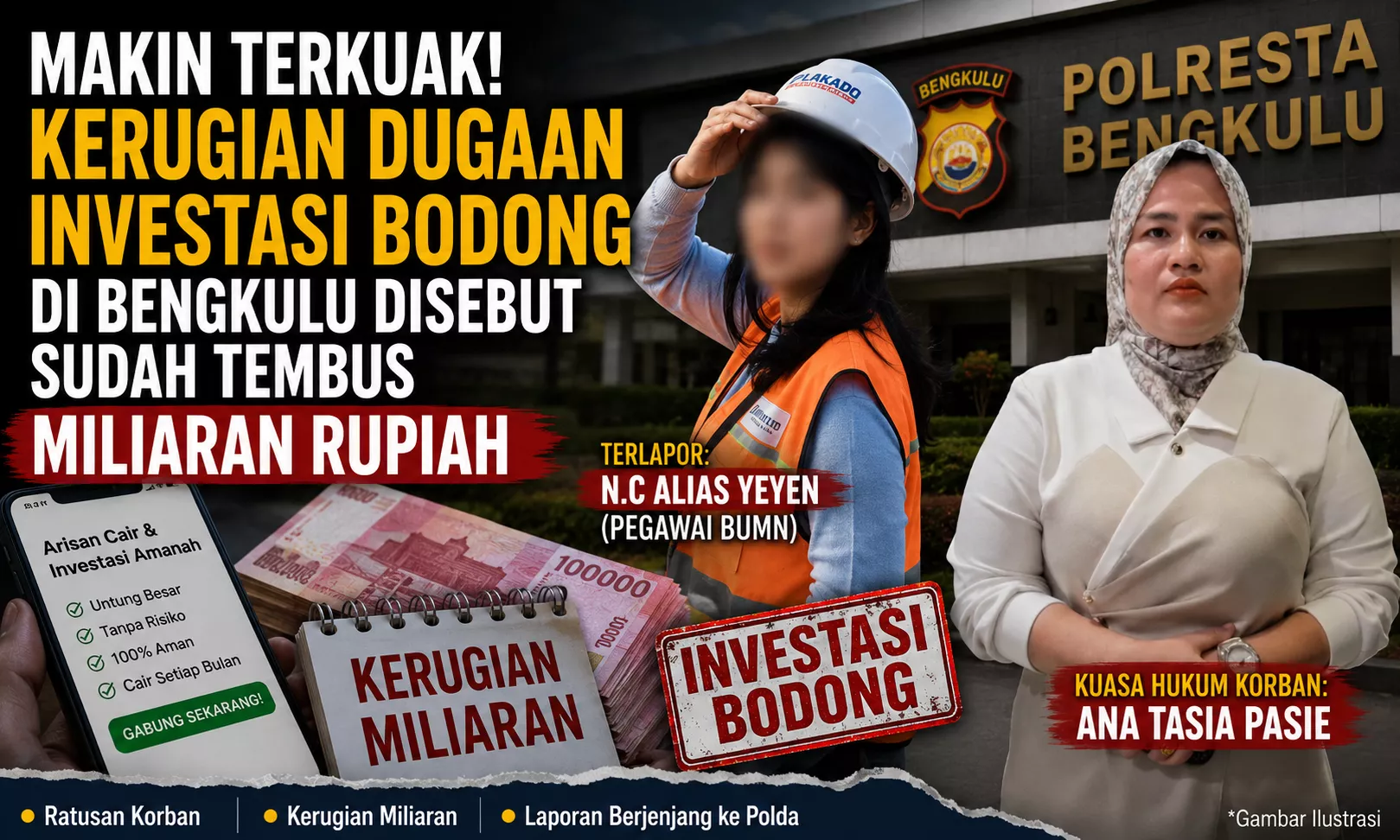 Makin Terkuak! Kerugian Dugaan Investasi Bodong di Bengkulu Disebut Sudah Tembus Miliaran Rupiah