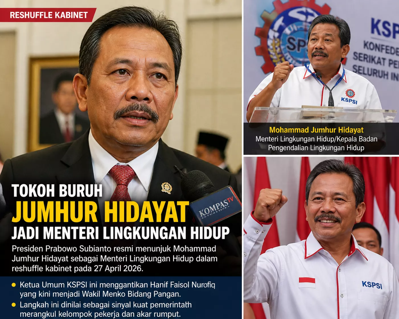 Prabowo Reshuffle Kabinet, Tokoh Buruh Jumhur Hidayat Ditunjuk Jadi Menteri Lingkungan Hidup