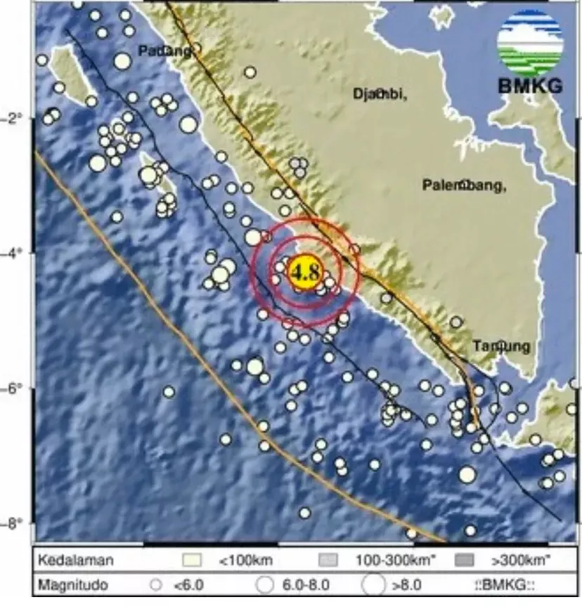 Gempa Terkini Guncang Bengkulu Siang Ini, Info BMKG: Magnitudo 4,8