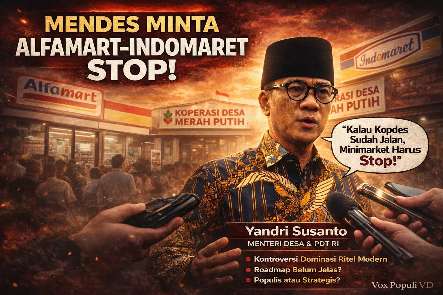 Mendes Minta Alfamart–Indomaret Stop demi Kopdes Merah Putih, Solusi Ekonomi Desa atau Kebijakan Populis Sarat Kontroversi?