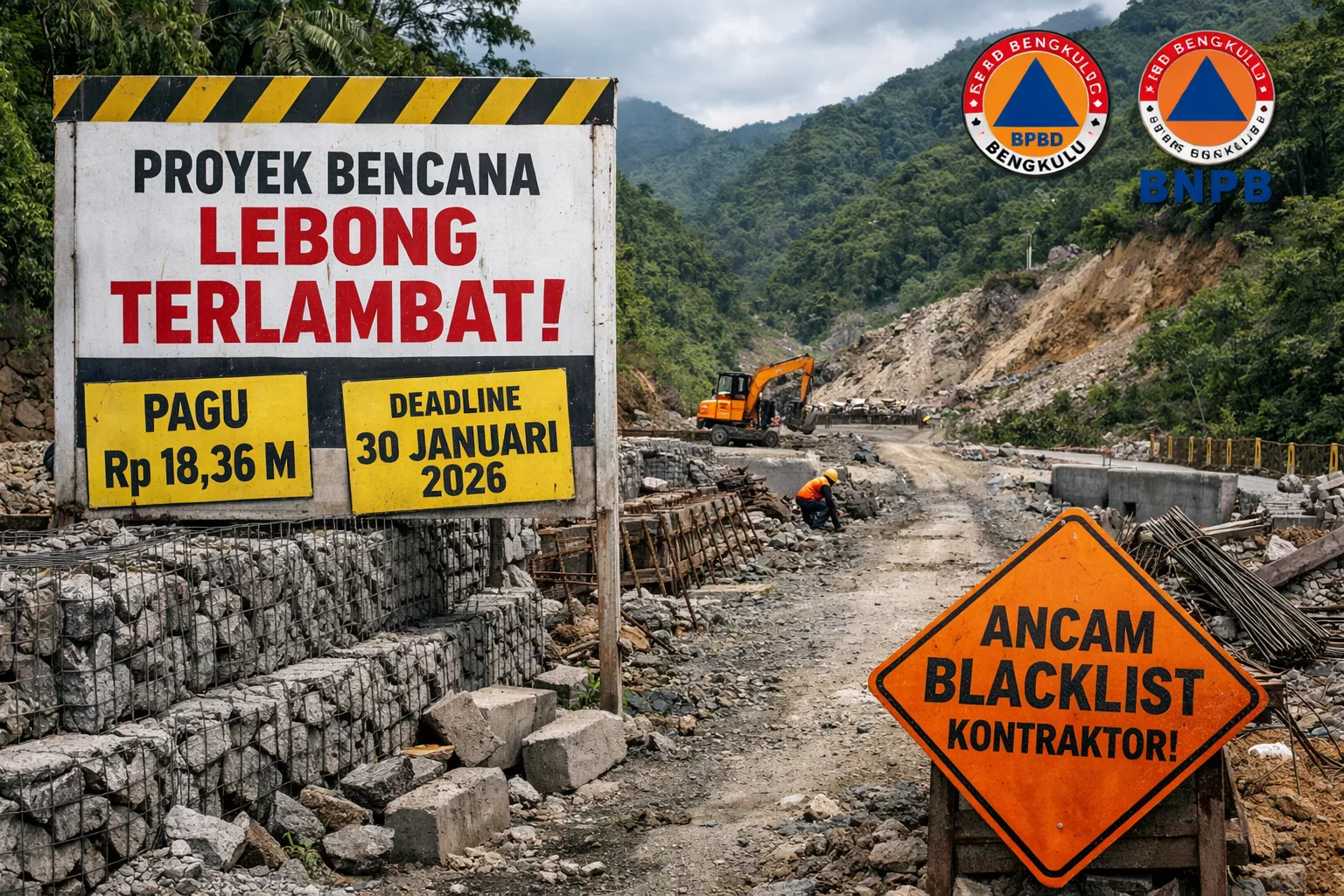 Proyek Jalan Rawan Bencana di Lebong Molor, BPBD Bengkulu Tarik Kartu Blacklist