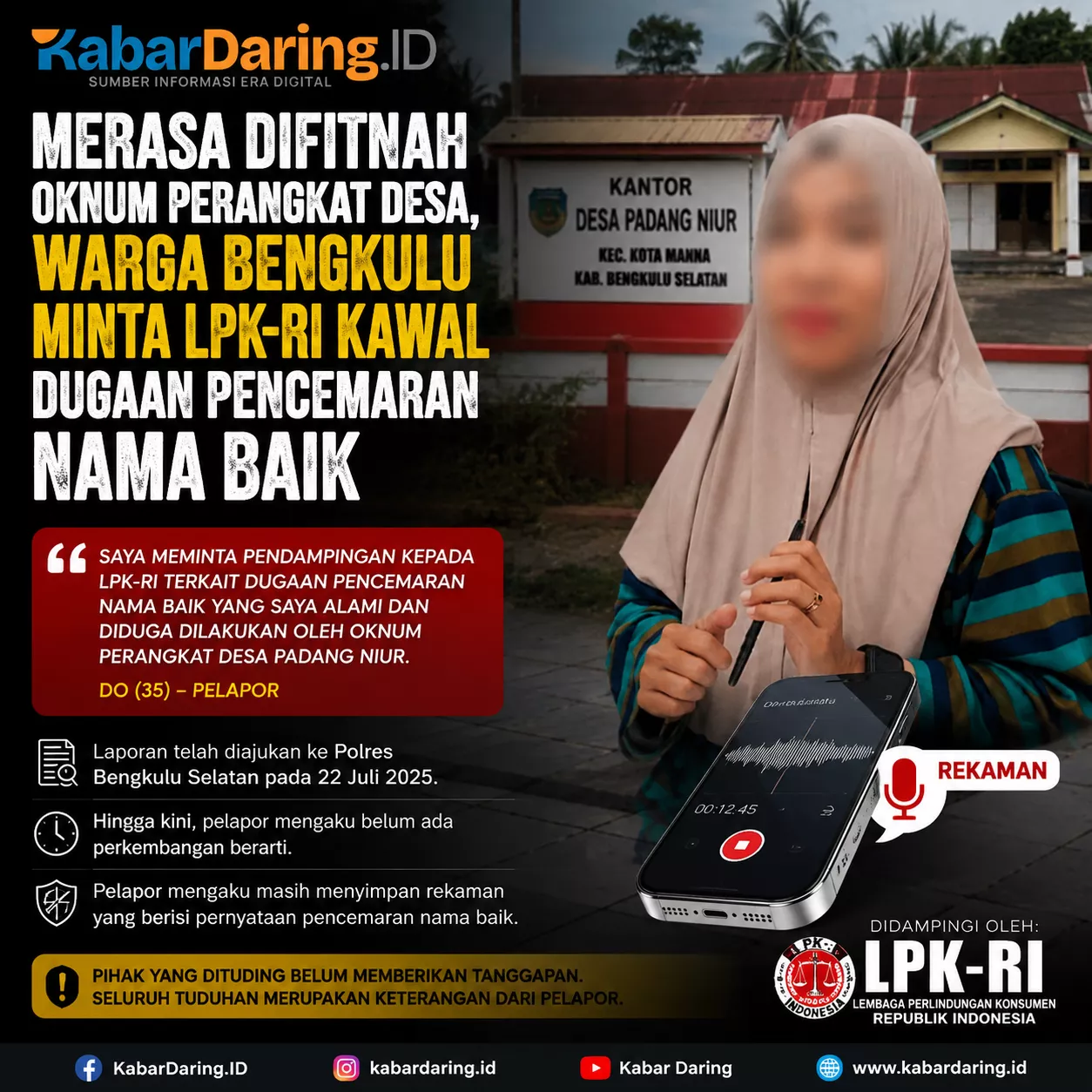 Merasa Difitnah Oknum Perangkat Desa, Warga Bengkulu Minta LPK-RI Kawal Dugaan Pencemaran Nama Baik