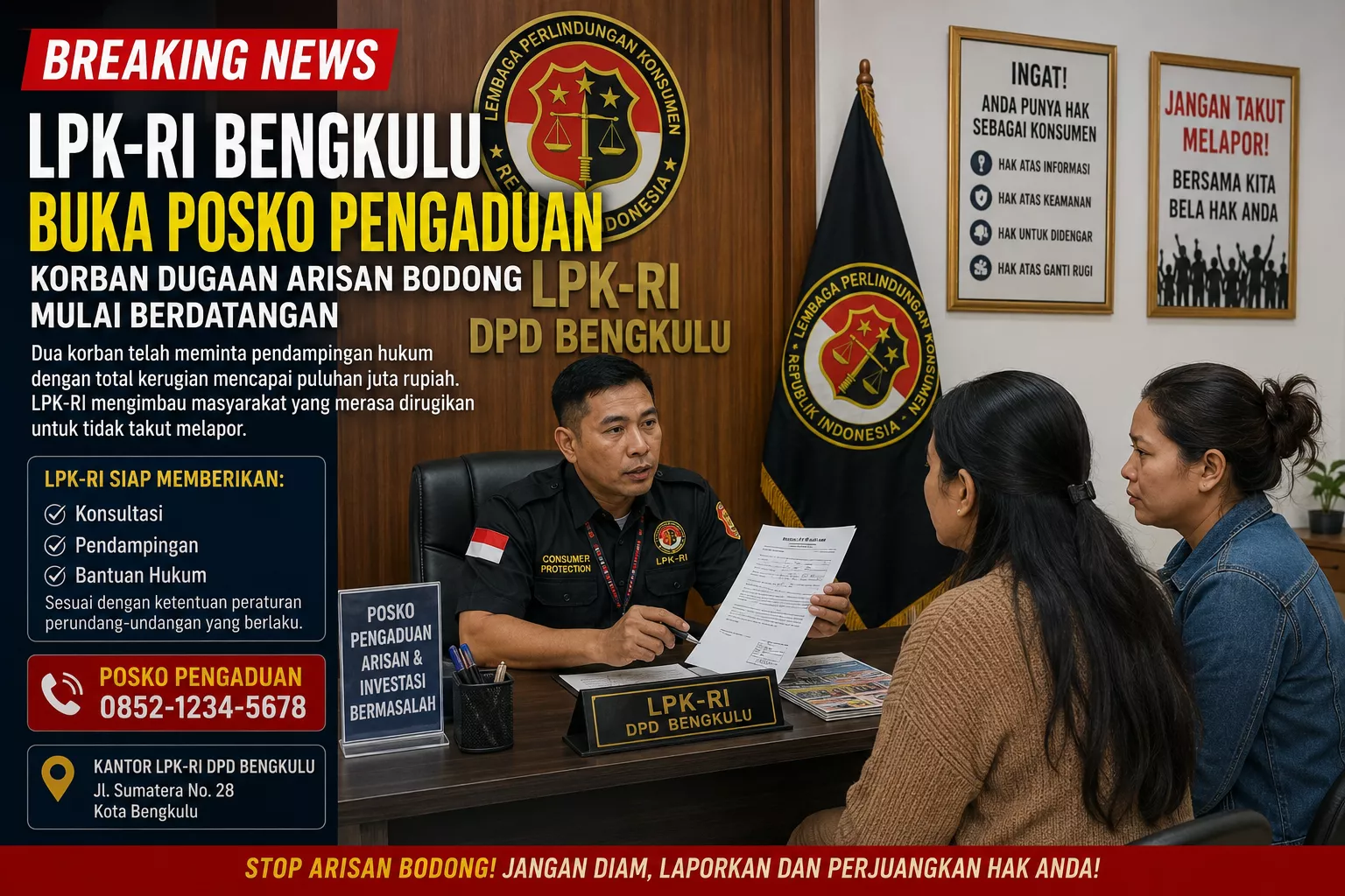 LPK-RI Bengkulu Buka Posko Pengaduan, Korban Dugaan Arisan Bodong Mulai Berdatangan