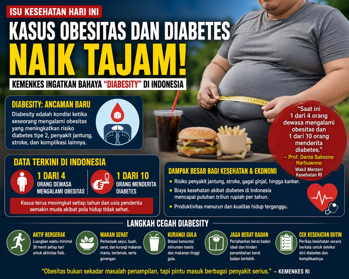 Kasus Obesitas dan Diabetes Naik Tajam, Kemenkes Ingatkan Bahaya “Diabesity” di Indonesia