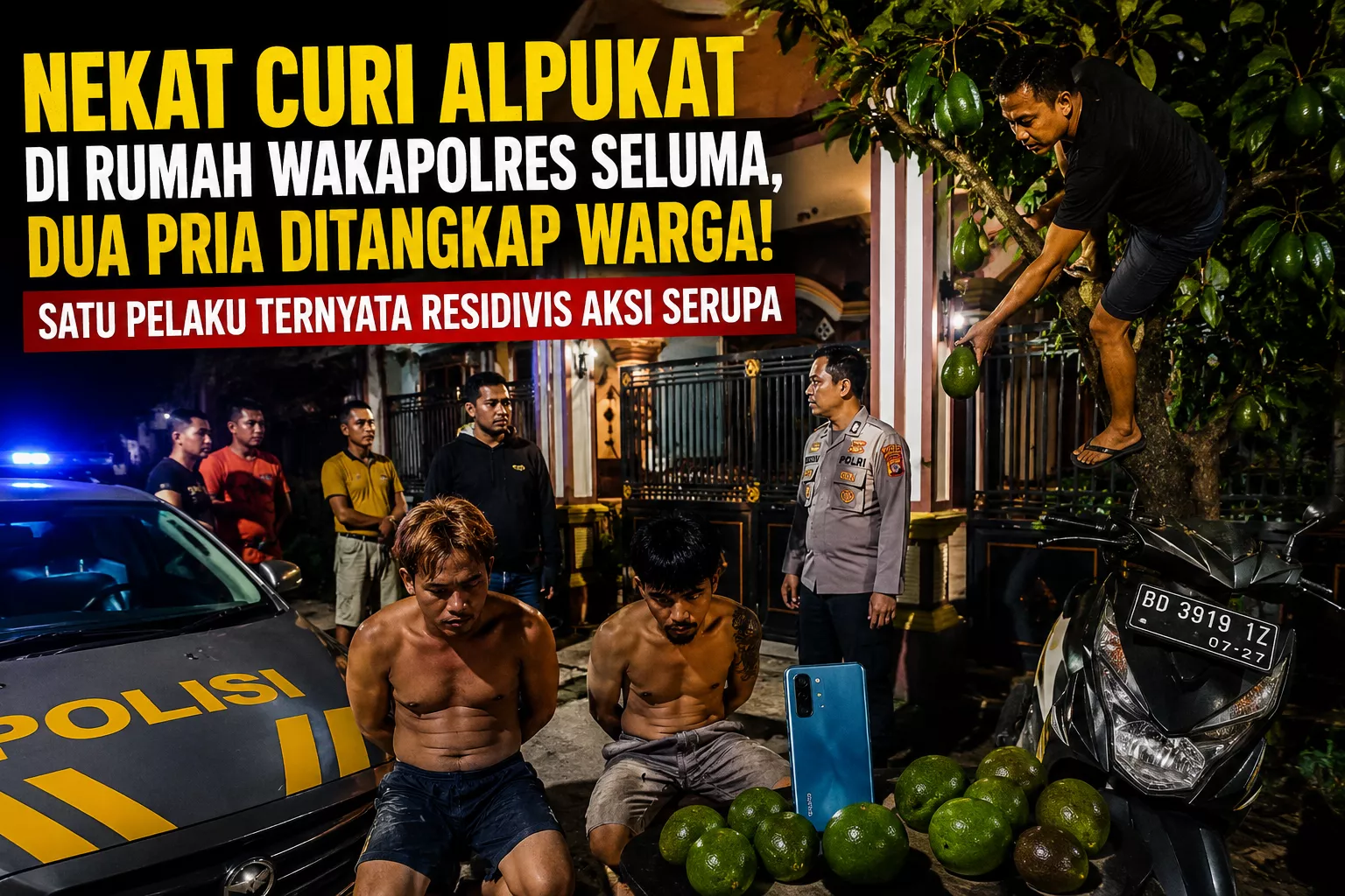 Nekat Curi Alpukat di Rumah Wakapolres Seluma, Dua Pria Ditangkap Warga! Satu Pelaku Ternyata Residivis Aksi Serupa