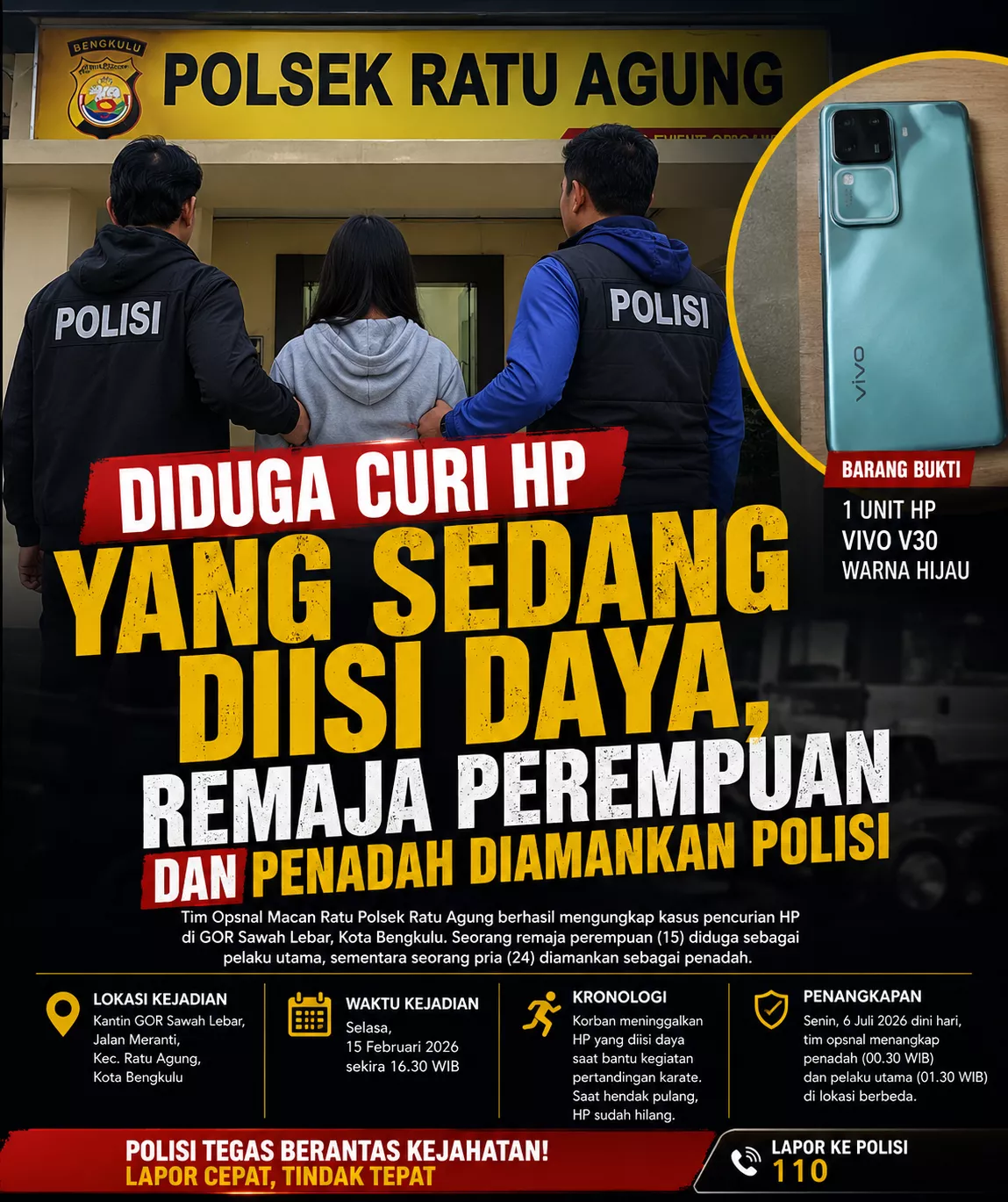 Diduga Curi HP yang Sedang Diisi Daya, Remaja Perempuan dan Penadah Diamankan Polisi