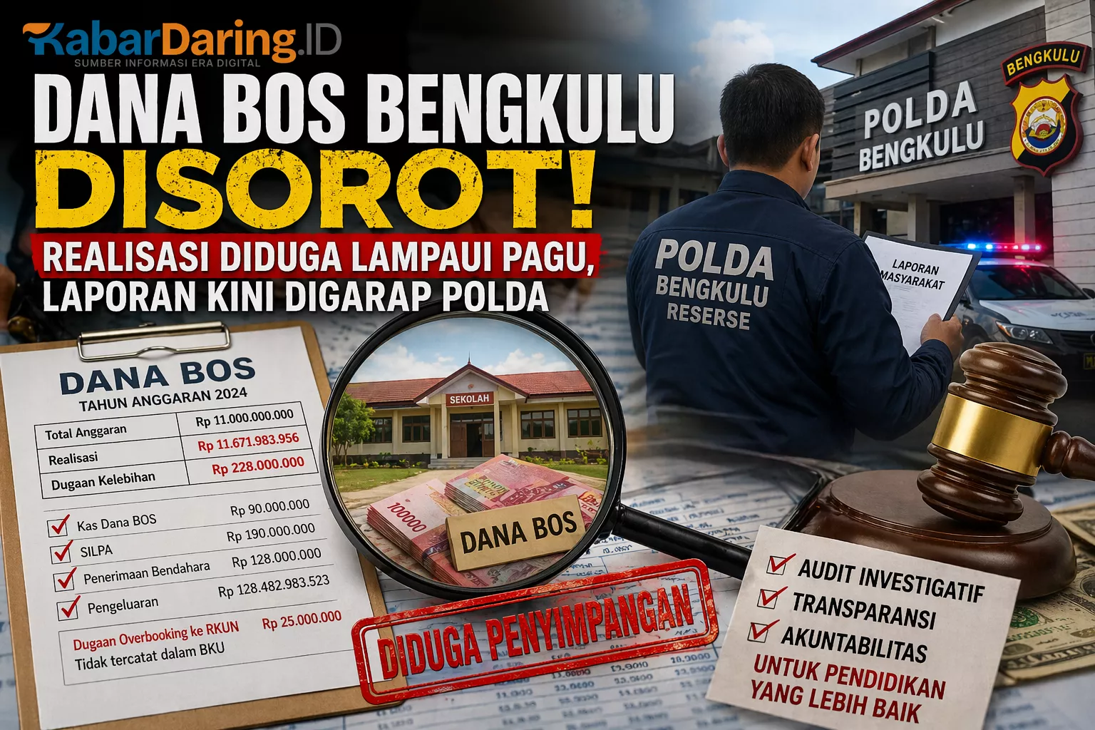 Dana BOS Bengkulu Disorot! Realisasi Diduga Lampaui Pagu, Laporan Kini Digarap Polda