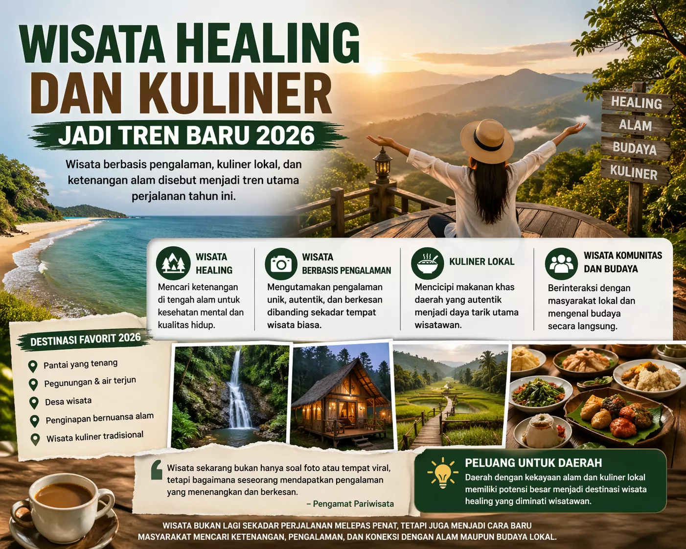 Bukan Lagi Sekadar Liburan, Wisata Healing dan Kuliner Jadi Tren Baru 2026