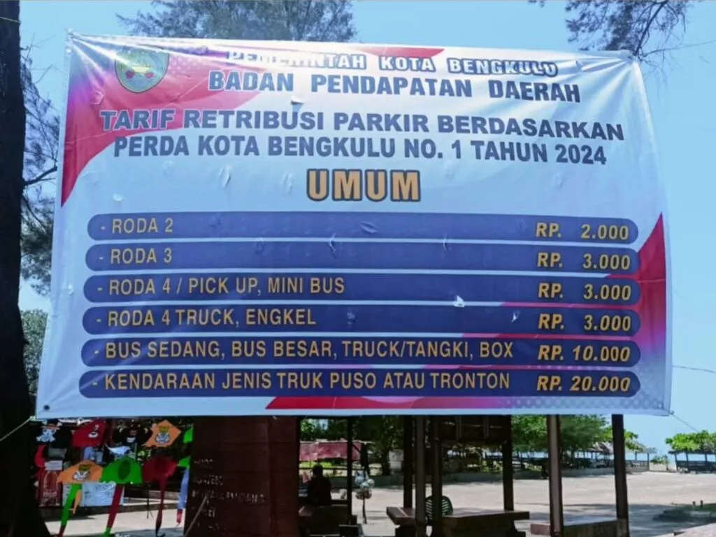 Cegah Pungli Parkir Saat Lebaran, Pemkot Bengkulu Pasang Spanduk Tarif Resmi