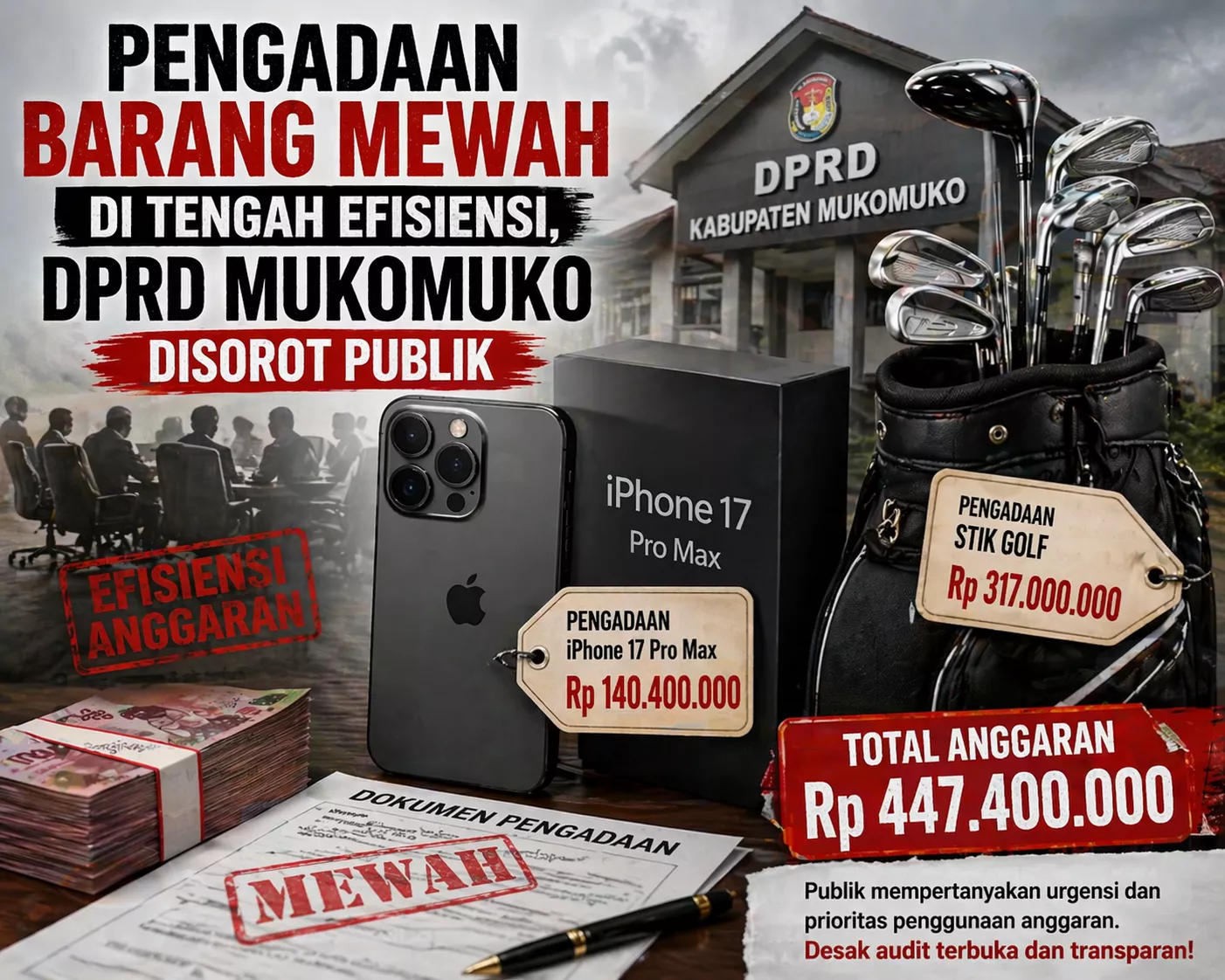 iPhone hingga Stik Golf Rp447 Juta! Pengadaan Barang Mewah DPRD Mukomuko Jadi Sorotan