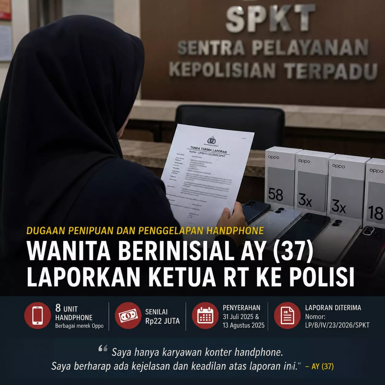 Modus Arisan RT? Oknum Ketua RT di Bengkulu Dilaporkan, 8 Handphone Rp22 Juta Diduga Tak Dibayar