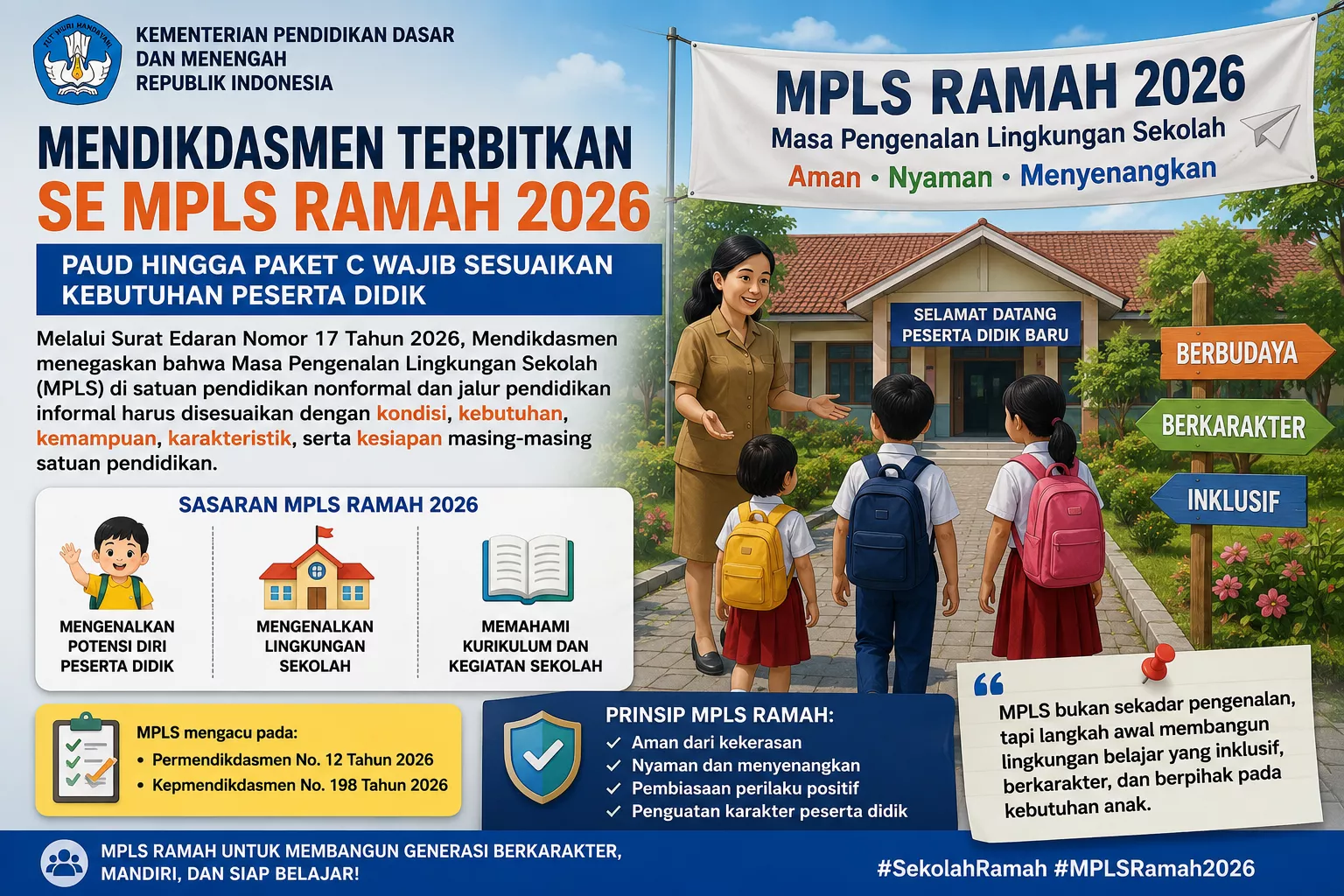 Menteri Dikdasmen Terbitkan SE MPLS Ramah 2026, PAUD hingga Paket C Wajib Sesuaikan Kebutuhan Peserta Didik