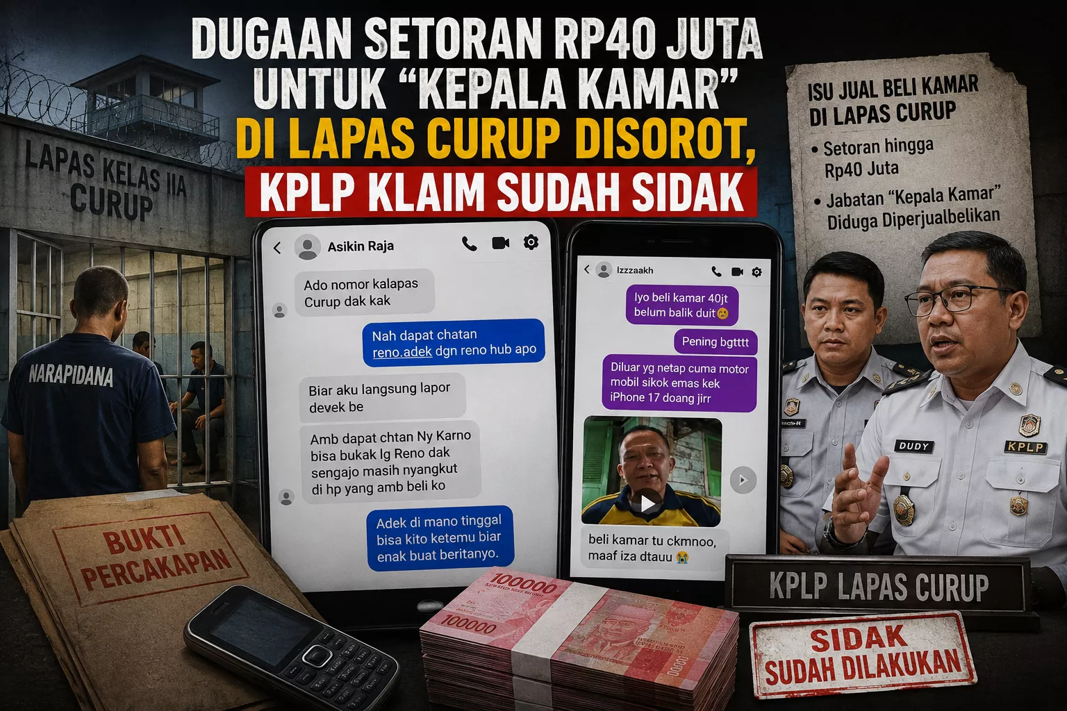 Dugaan Setoran Rp40 Juta untuk “Kepala Kamar” di Lapas Curup Disorot, KPLP Klaim Sudah Sidak