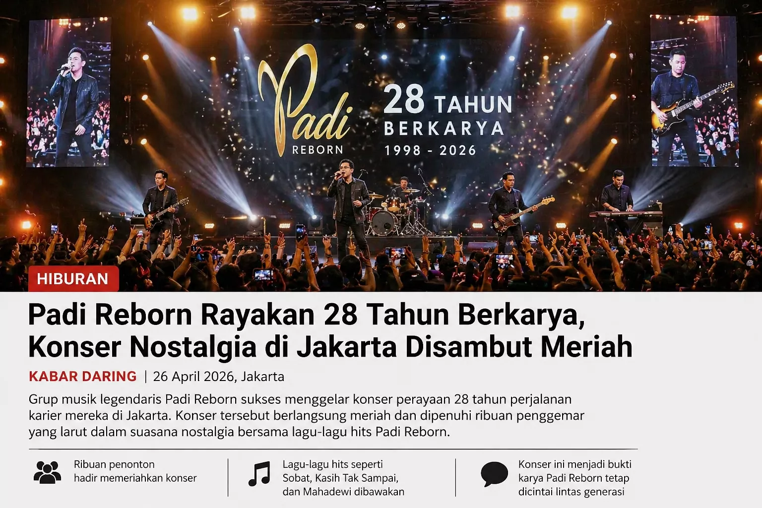 Padi Reborn Rayakan 28 Tahun Berkarya, Konser Nostalgia di Jakarta Disambut Meriah