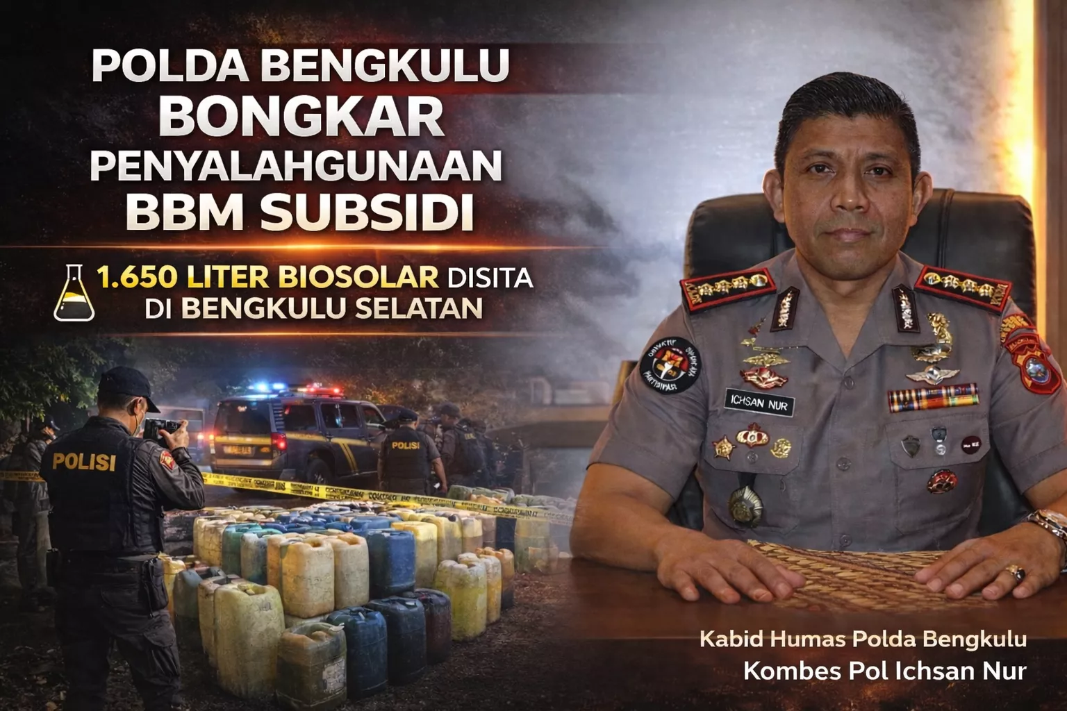 Modus Barcode Ganda Terbongkar, Polisi Sita 1,6 Ton Biosolar Bersubsidi di Bengkulu Selatan