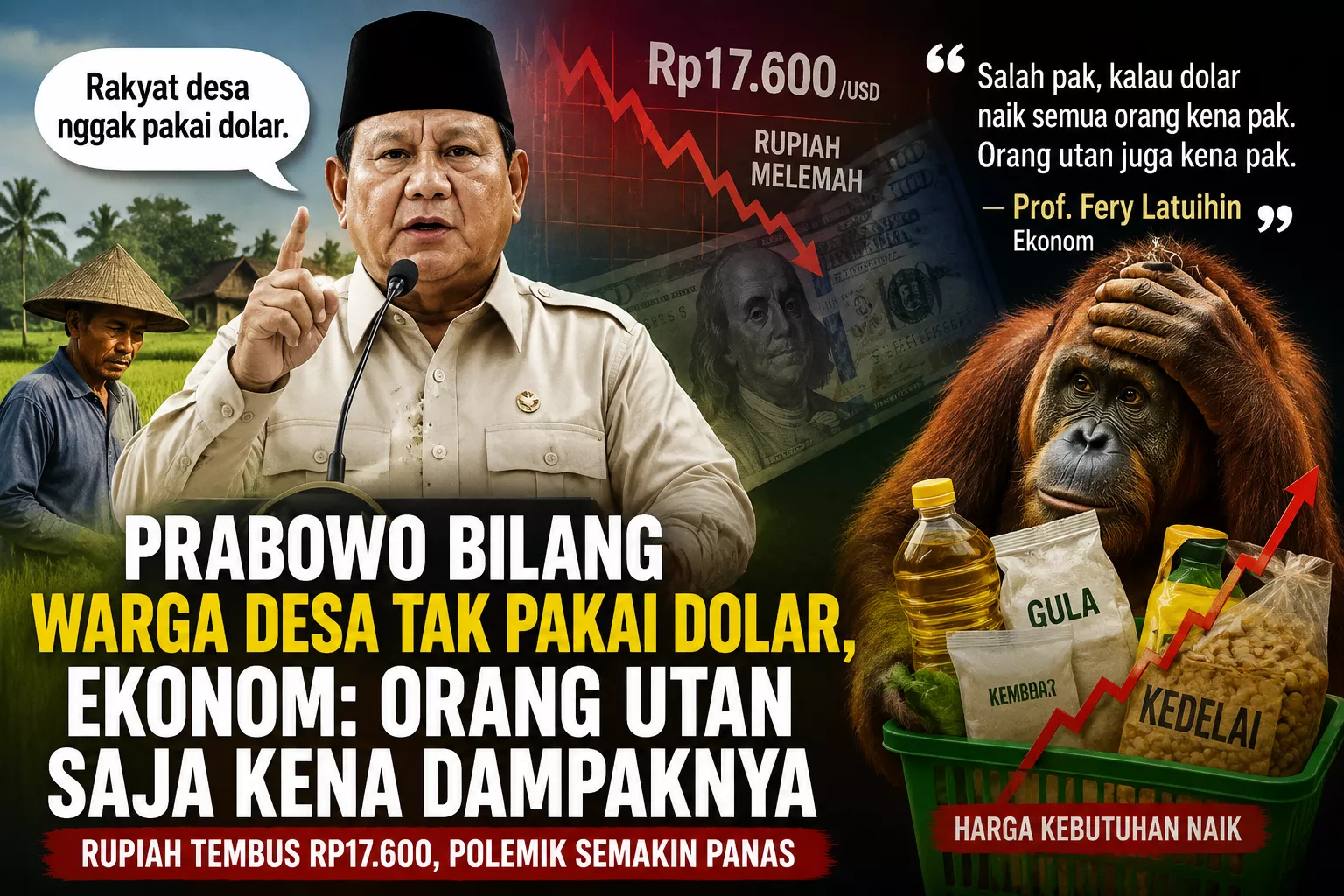 Ekonom Sentil Prabowo soal Dolar: Orang Utan Saja Ikut Terdampak