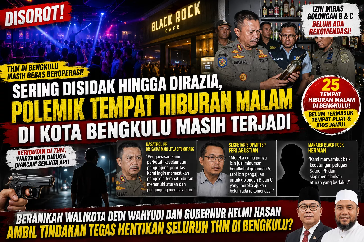 DISOROT! Tempat Hiburan Malam di Bengkulu Masih Bebas Beroperasi, Razia dan Sidak Dinilai Tak Membuat Jera