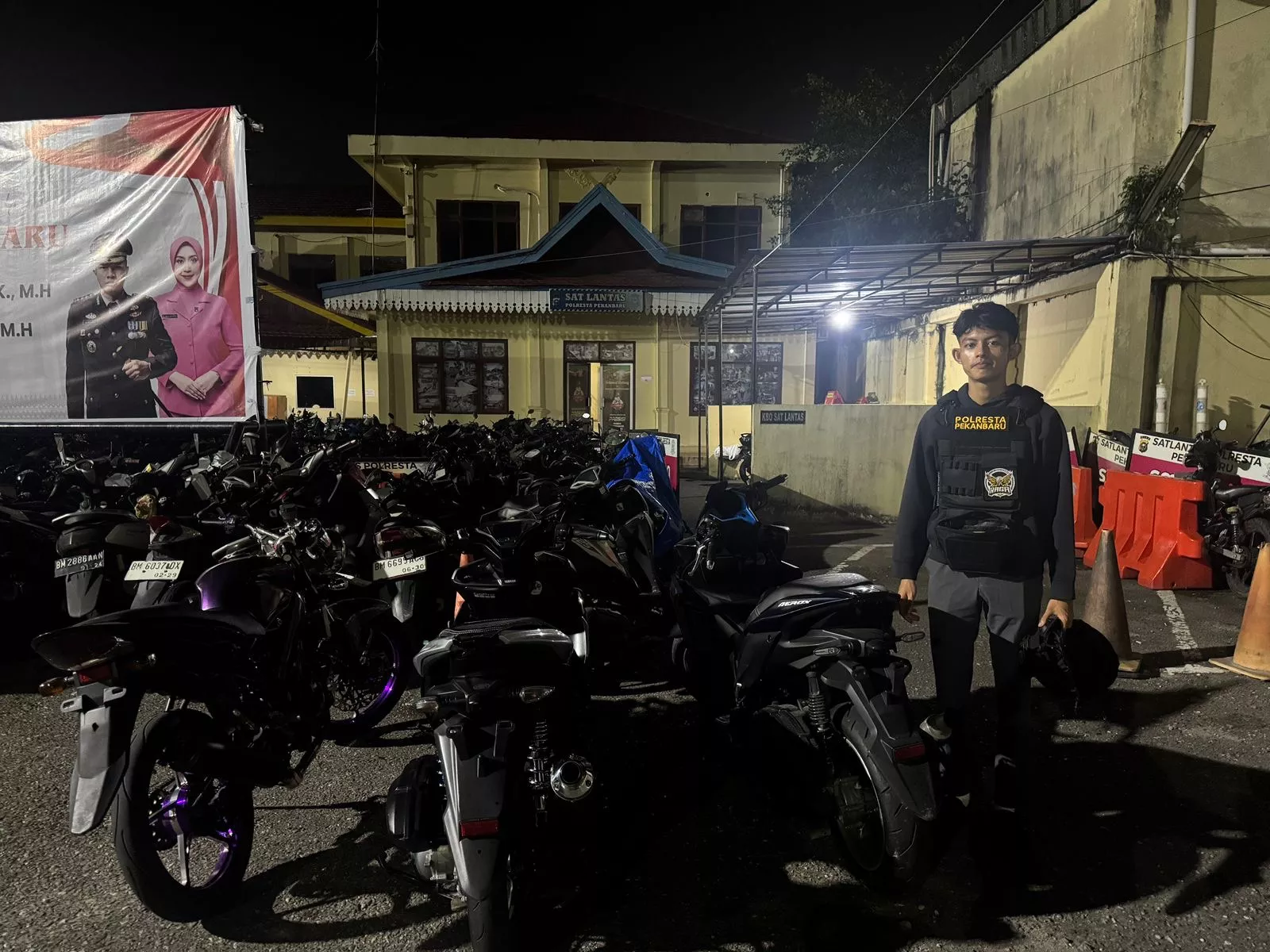 BRazia Balap Liar, Satlantas Polresta Pekanbaru dan Tim Raga Sita Belasan Motor Berknalpot Brong