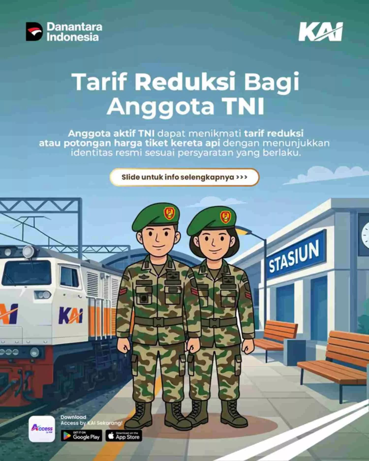 KAI Divre III Palembang Perpanjang Fasilitas Reduksi bagi Anggota TNI