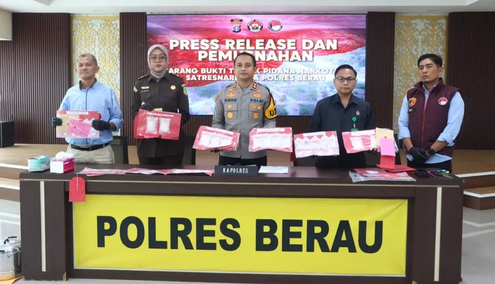 Polres Berau Ringkus Pemain Sabu-sabu Besar, Barang Buktinya Senilai Rp10 Miliar 