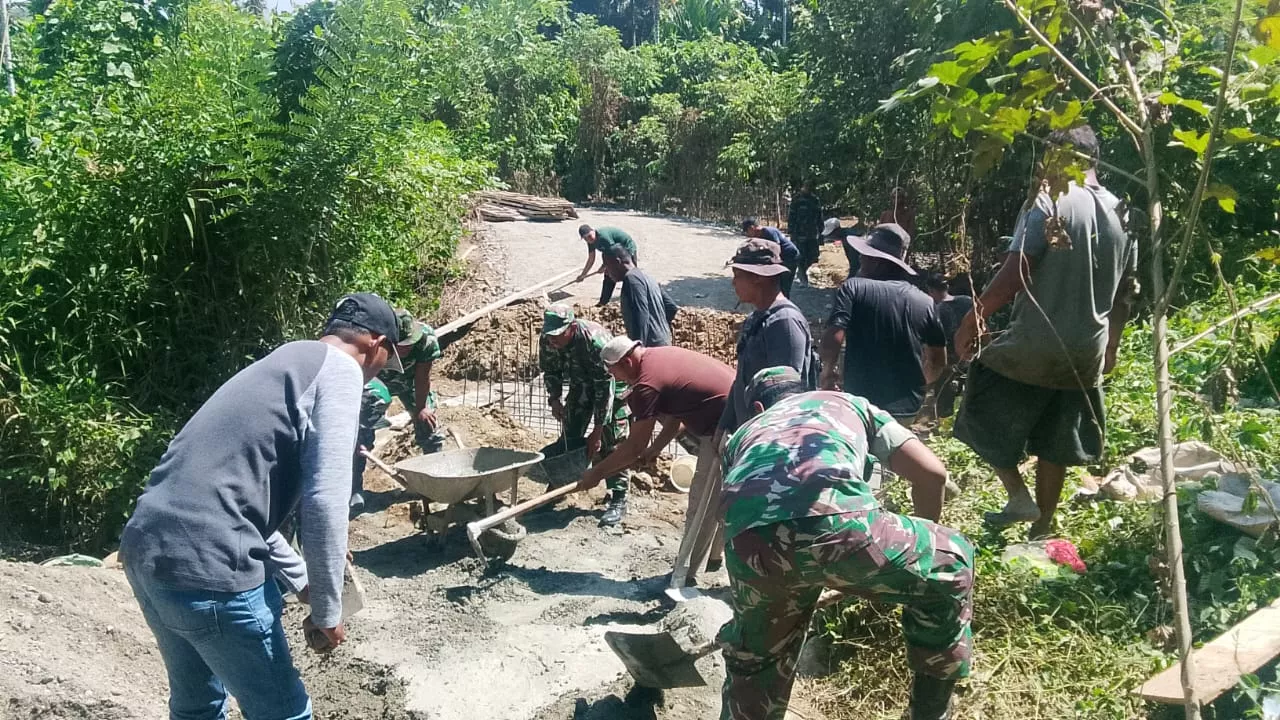 Satgas TMMD Kodim 0102/Pidie Kebut Pembangunan Box Culvert Jalan Pertanian