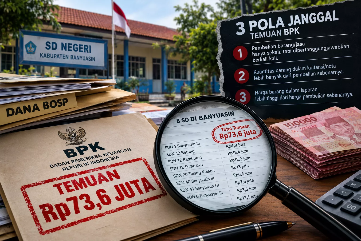 BPK Bongkar 3 Pola Janggal Dana BOSP di 8 SD Banyuasin, Nilainya Rp73,6 Juta