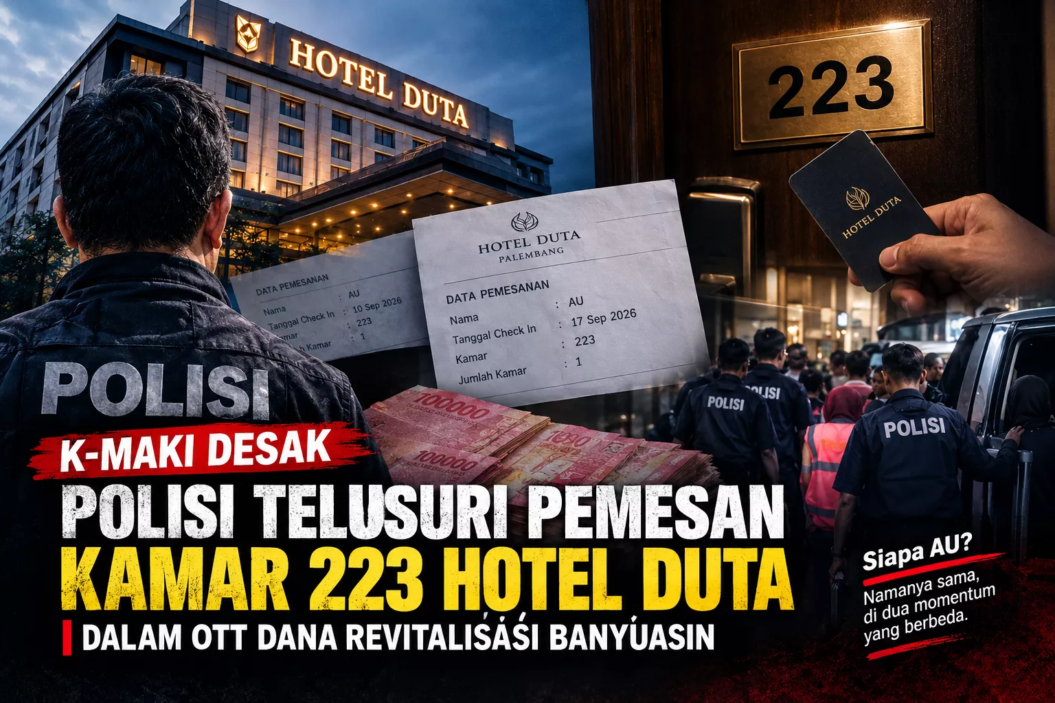 K-MAKI Desak Polisi Telusuri Pemesan Kamar 223 Hotel Duta dalam OTT Dana Revitalisasi Banyuasin